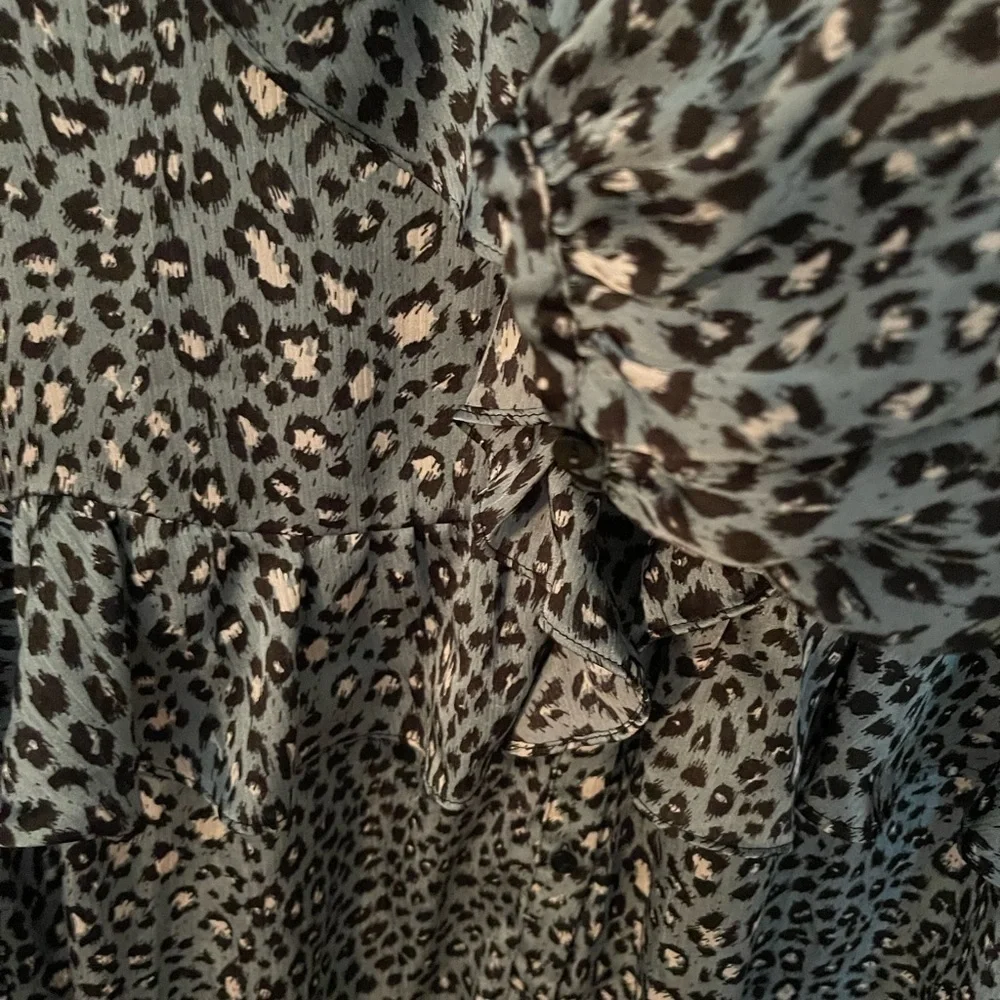 Zara Long Sleeve Animal Print Ruffle Mini Dress